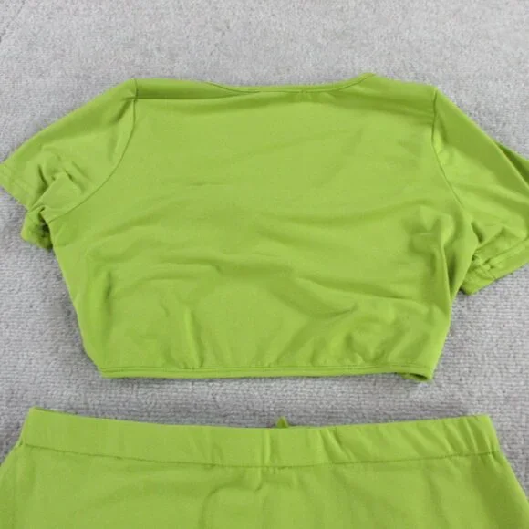 12th Tribe Top and Skirt Set Womens Small Green Twist Cropped EUC - Picture 4 of 10